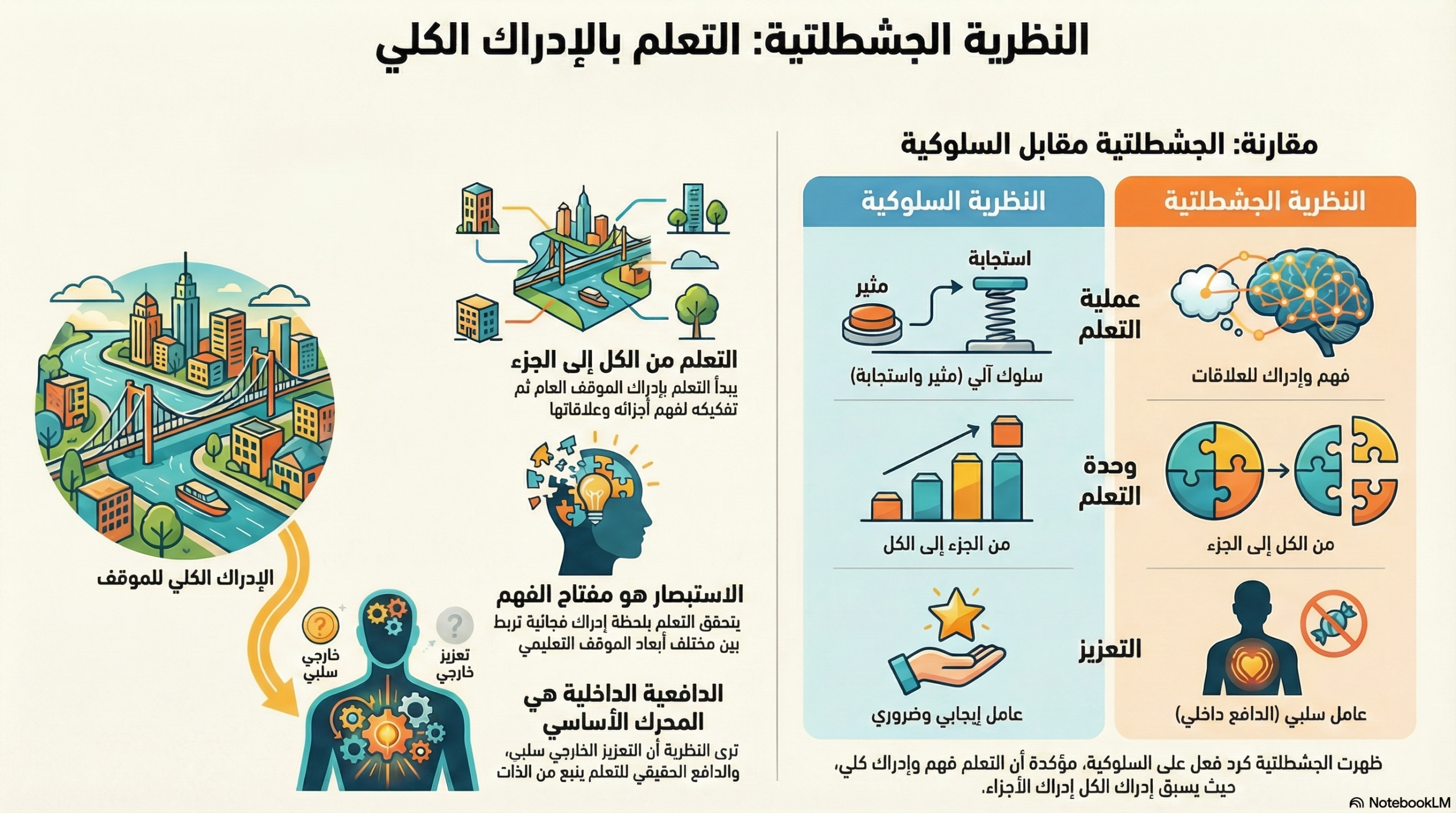 النظرية الجشطلتية | المفهوم، المبادئ، والتطبيقات في التعليم وعلم النفس